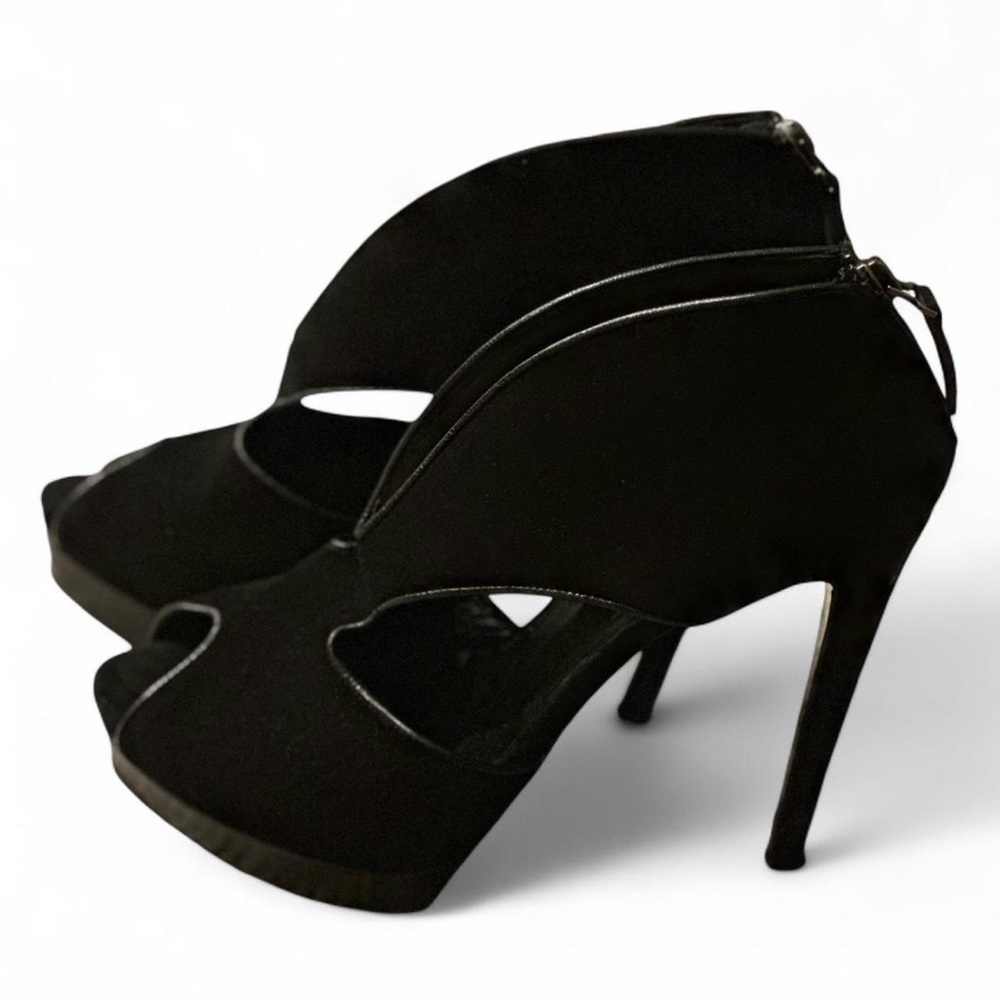 Black Suede Cutout Stiletto Heels